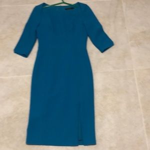 Black Halo Teal dress. Size 4.  Zippered slit in front of dress.
